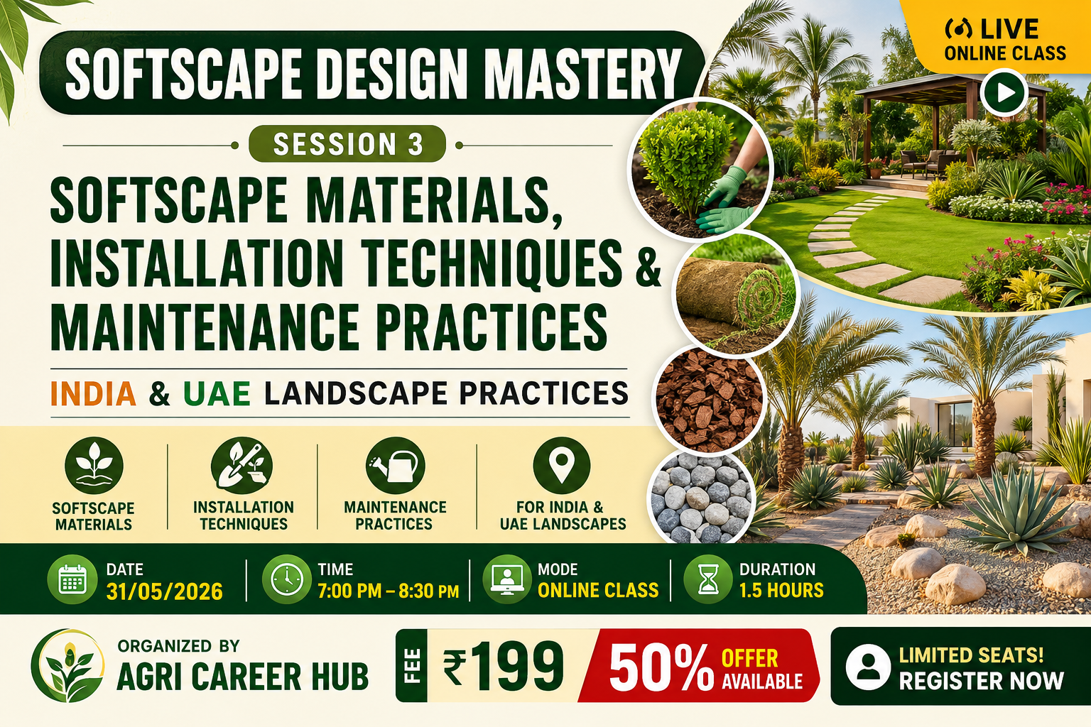 Softscape Design Mastery – Session 3: Softscape Materials, Installation Techniques & Maintenance Practices